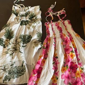 2 Vintage Girls Rayon Hawaiian Dresses Sunny and Paradise Made in the USA